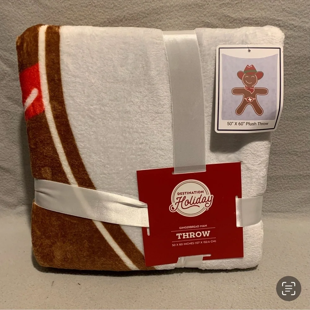 Cowboy Gingerbread Man Throw Blanket - Brown and White 50” x 60”
